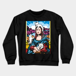 Mona Lisa With Cats Crewneck Sweatshirt